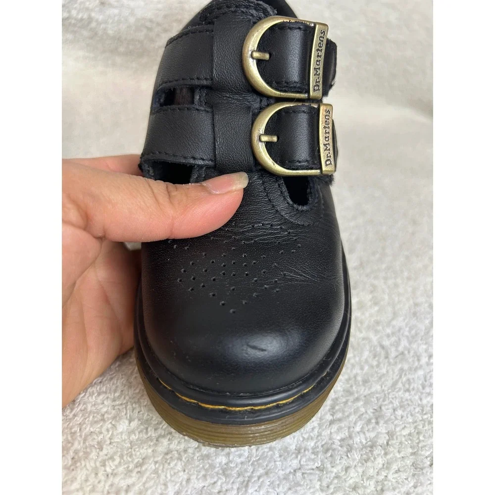 Dr. Martens kids Mary Jane Black Leather Double Strap Shoes Size 11 US